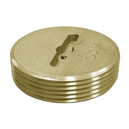 2 In. Slotted Brass Plug With 1/4 In. Tap